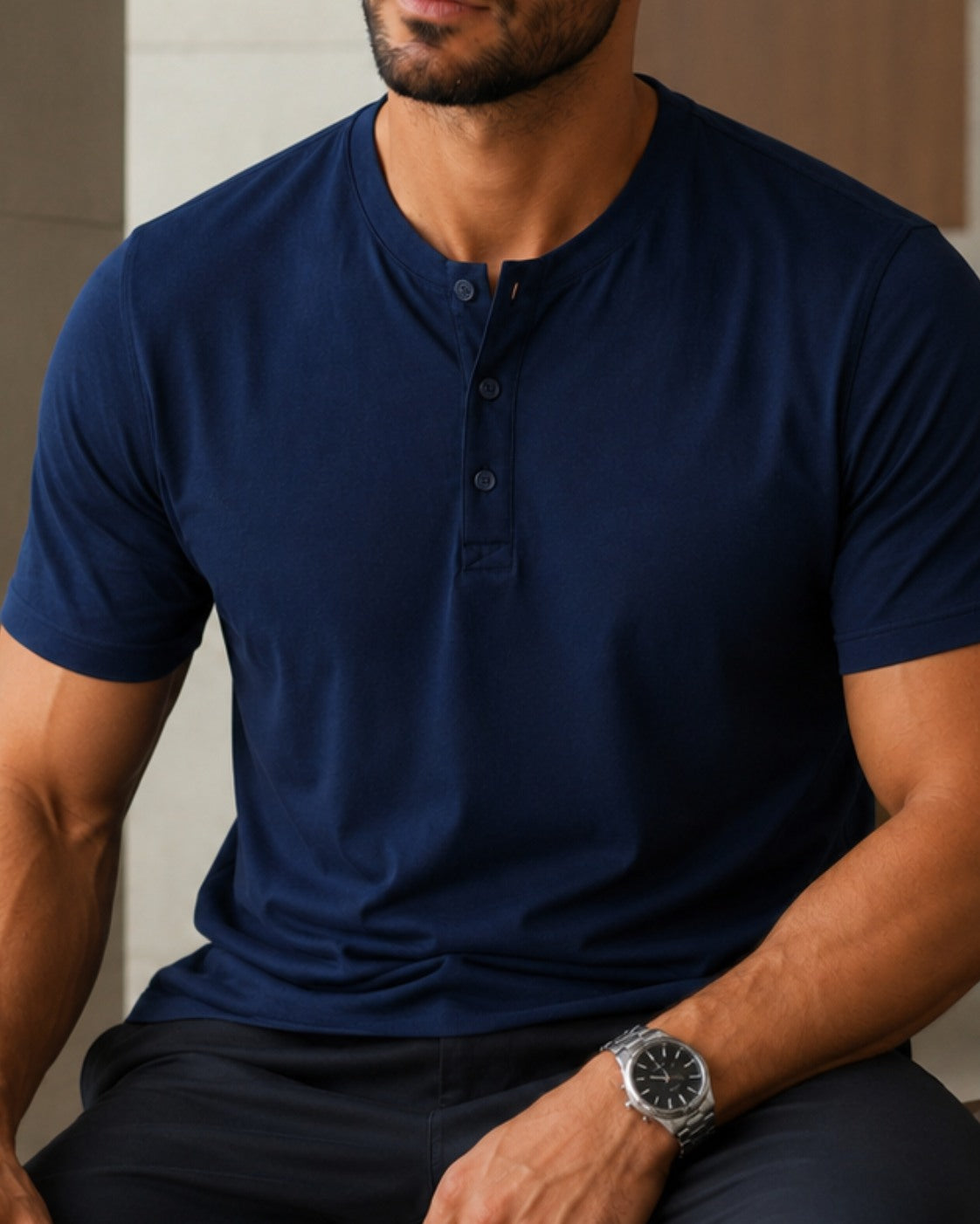 Camiseta Henley de Algodão Egípcio - Luxor